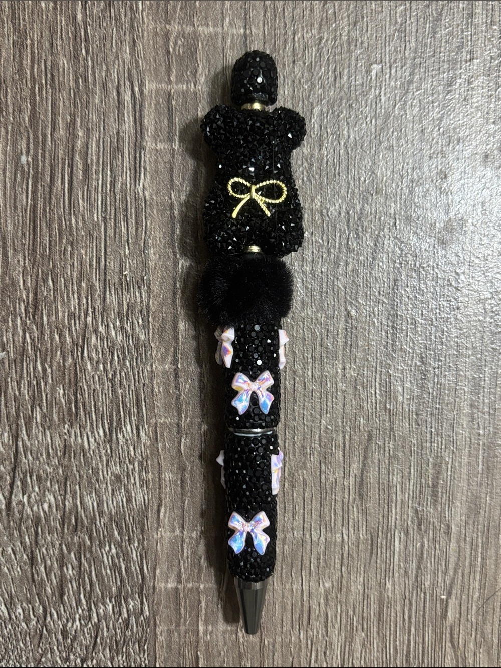Black Crystal Bow Accent Women's Pen - Unbranded